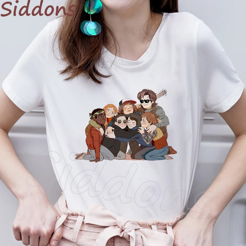 

Mujer Funny T-Shirt Stranger Things Upside-Down Anime Summer Short-Sleeve Women Clothes 2019 Homme Harajuku plus size Tops Tees