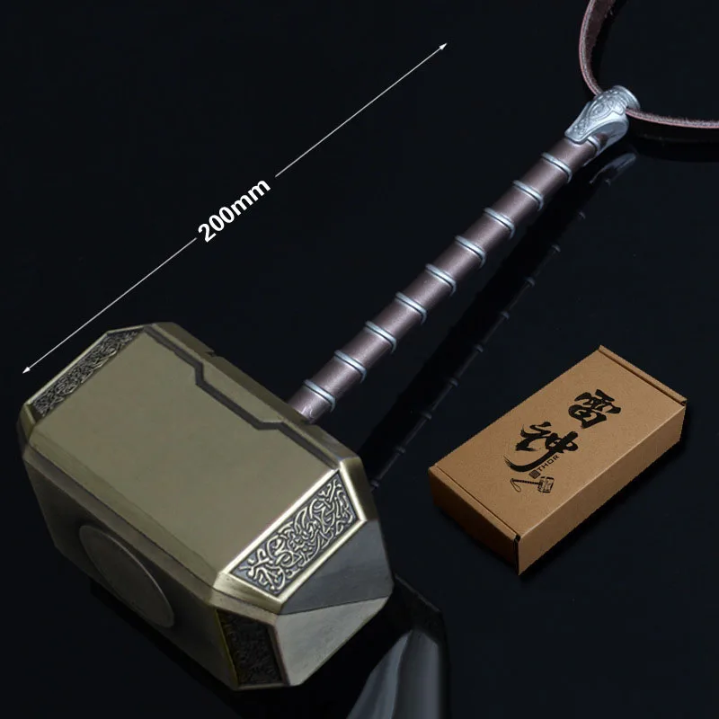 

New 20cm Silver and Copper Metal Diecast Simulation Superhero Thor's Thunder Hammer Cosplay Toy for Teenager's Gift Dropshipping