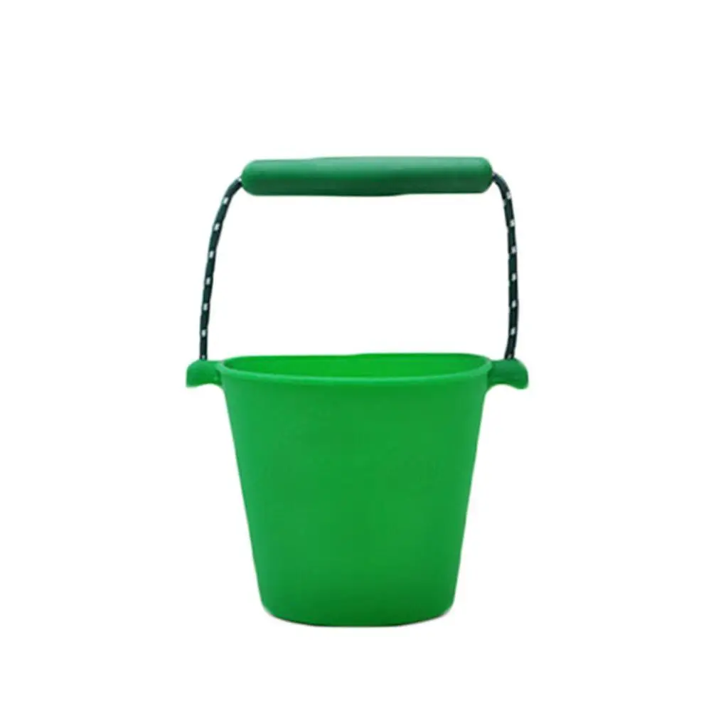 Children bath toys beach bucket silicone folding hand bucket children baby beach sand play water pour toy color bucket - Цвет: Зеленый