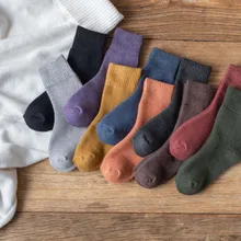 Новинка; сезон осень-зима; Женские однотонные цветные хлопковые носки; женские повседневные удобные теплые длинные носки до лодыжки