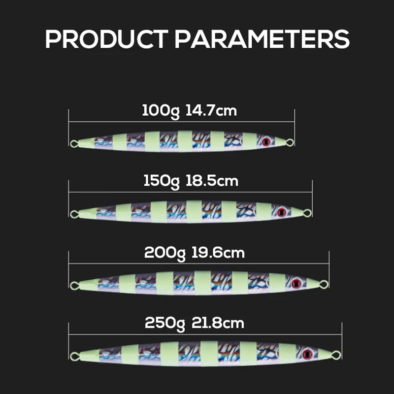 100g-150g-200g-250g-Lead-Jig-Fishing-Lure-With-Feather-Luminous-Sea-Carp-Fishing-Accessories-Laser