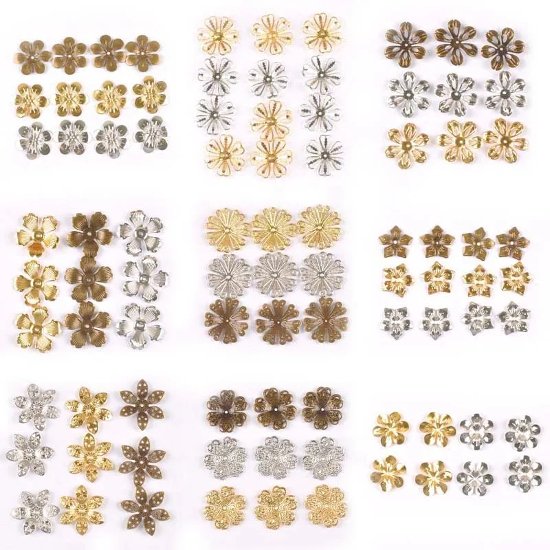 Gold/silver/Bronze 10 Style Flowers Wraps Filigree Connectors For Scrapbooking Embellishments Metal Crafts Decor 20pcs YK0762