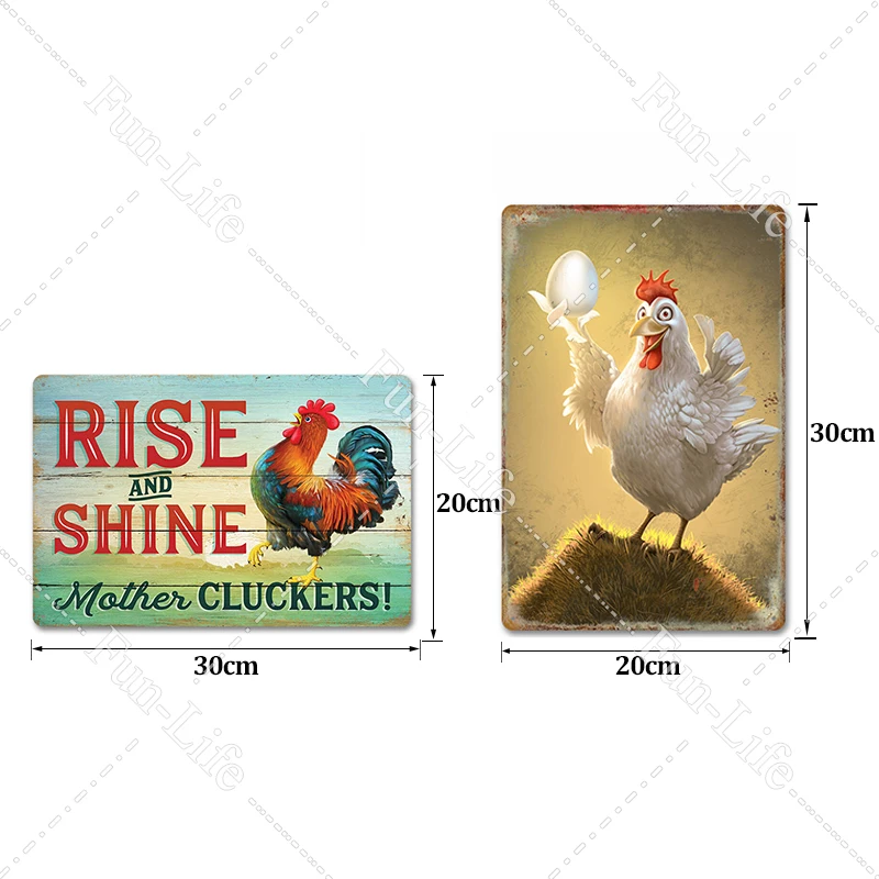 Rise & Shine Mother Cluckers Rooster Tin Poster Sign Rustic Kitchen Home Decor 