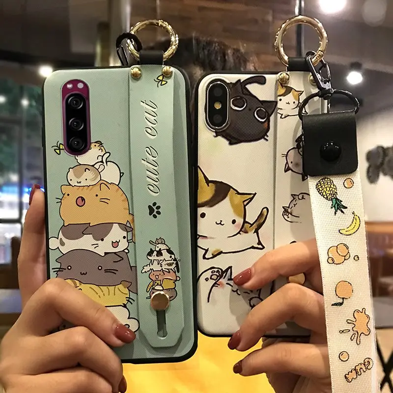 

Lanyard Phone Case SONY Xperia 5/XZ5 Shockproof Cute TPU Cover Phone Holder Delicate Silicone Cartoon Series