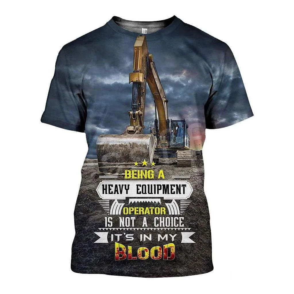 

Excavator Heavy Equipment Operator Worker Driver Men/Women 3D printed t shirts Summer Funny Tshirt Short sleeve drop shipping