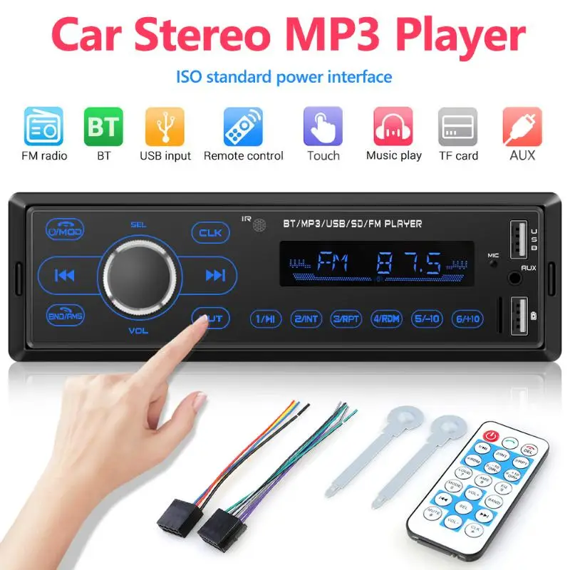 3207 одиночный DIN автомобильный стерео MP3 плеер Bluetooth FM радио в тире головное
