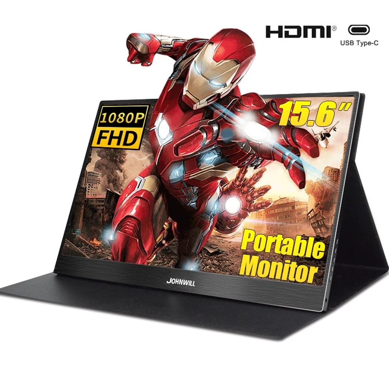 USB-C with case Портативный монитор 15,6 ''4K lcd hd HDMI usb type C Дисплей для ПК ноутбука телефона PS4-switch-XBOX 1080p игровой монитор ips экран - Цвет: USB-C with case