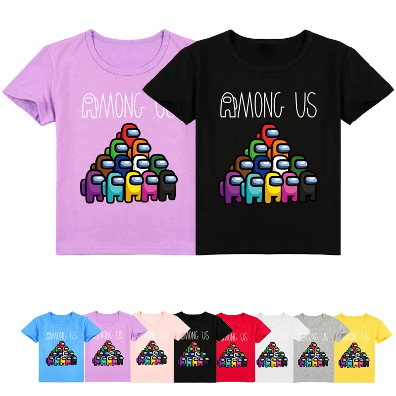 Entre gracioso niños de dibujos animados T camisa niños niñas entre nosotros lindo camiseta Anime verano Casual camiseta Streetwear Top de los niños