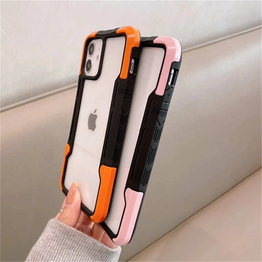 Shockproof Phone Case For iPhone 12 11 13 Pro Max X XR Transparent Case For iPhone 7 8 Plus 11 12 13 Hard PC Soft TPU Full Cover iphone 12 pro max leather case