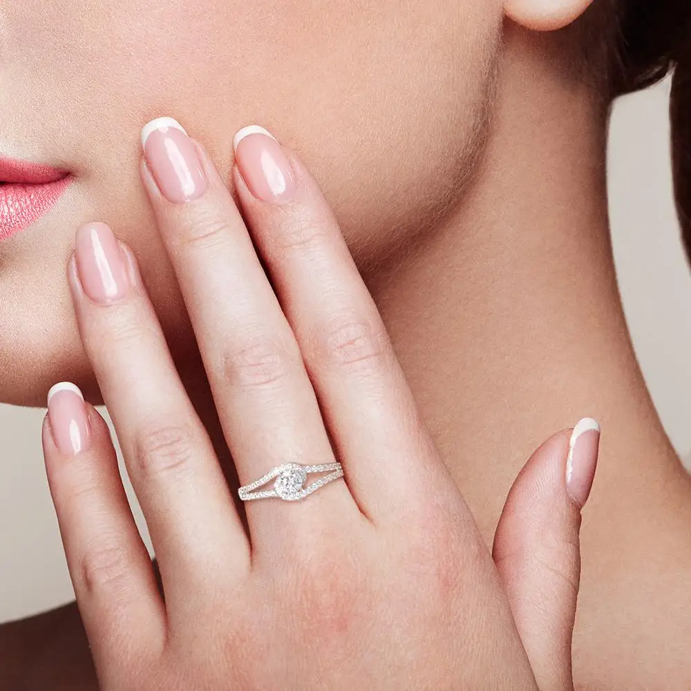 VISTOSO 여성용 골드 반지, 정품 9K 375 옐로우 골드 반지, 스파클링 화이트, CZ 프로미스 밴드 반지, 기념일 파인 주얼리  - AliExpress