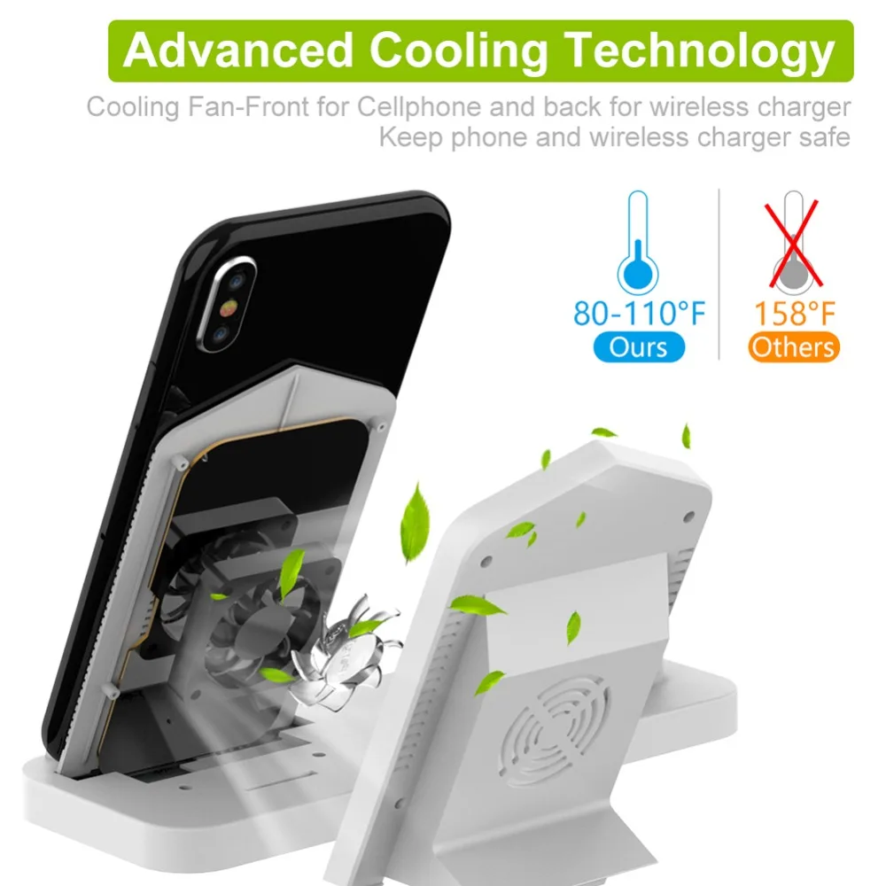 Goldfox 10 Вт Быстрое беспроводное зарядное устройство для iphone samsung Qi Беспроводная зарядная подставка для Airpods apple watch 4 3 2 1 зарядное устройство держатель