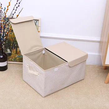 

Storage Boxes with Lids Polyester Fabric Clear Storage Baskets Containers Bins With Double Cover Organizer