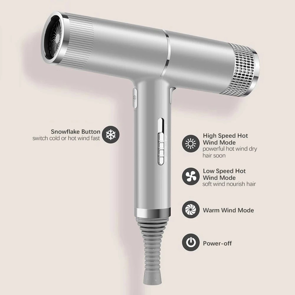 220V Powerful Blowing Anion Hair Dryer Professional Negative Ion Hair Blower Overheating Protect Low Noise Drying Styling