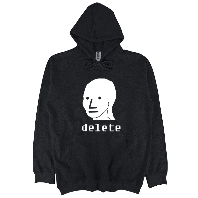 DELETE NPC, не играемый персонаж, SJW, толстовка с капюшоном с рисунком, Мужская толстовка унисекс, новинка, модные худи с бесплатной доставкой, Забавные топы sbz6219 - Цвет: black