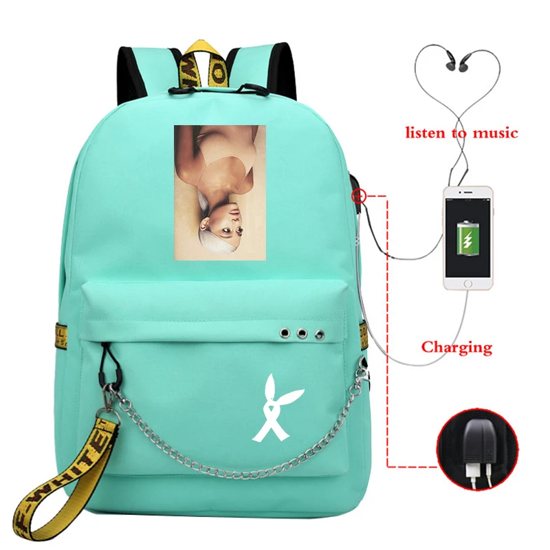 Mochila Ariana Grande, маленький рюкзак для женщин, Usb зарядка, рюкзак для ноутбука, корейский рюкзак для путешествий, школьные рюкзаки для девочек-подростков - Цвет: 21