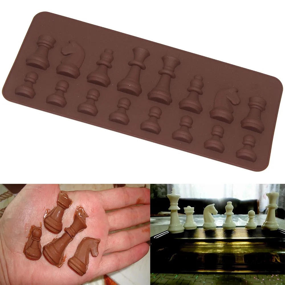 DIY 3D Chess Silicone Cake Decor Moulds Chocolate Cookies Candy Baking Mold