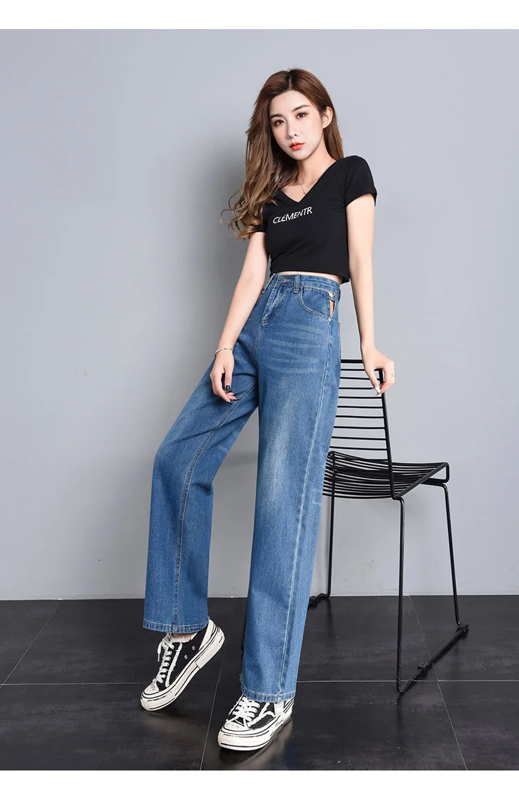 Большие размеры, джинсы для женщин, длинные винтажные джинсы с высокой талией, широкие брюки, брюки, джинсовые брюки, мода, осень
