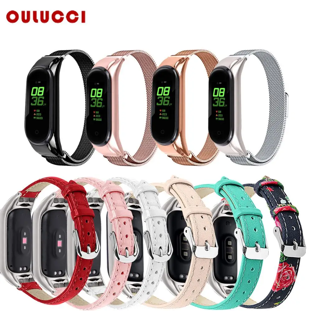 Браслет OULUCCI mi band 3 4 ремешок для Xiaomi ремешок/браслет MiBand металлический ремень из