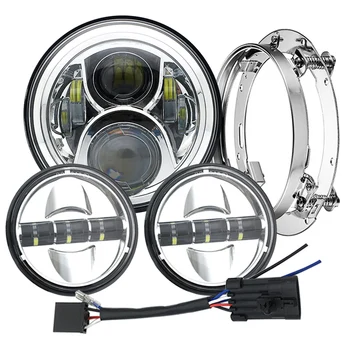 

Motorcycle Accessories 7" LED Headlight + 2pcs 4-1/2" Fog Lights with 7 Inch Bracket for Harley.