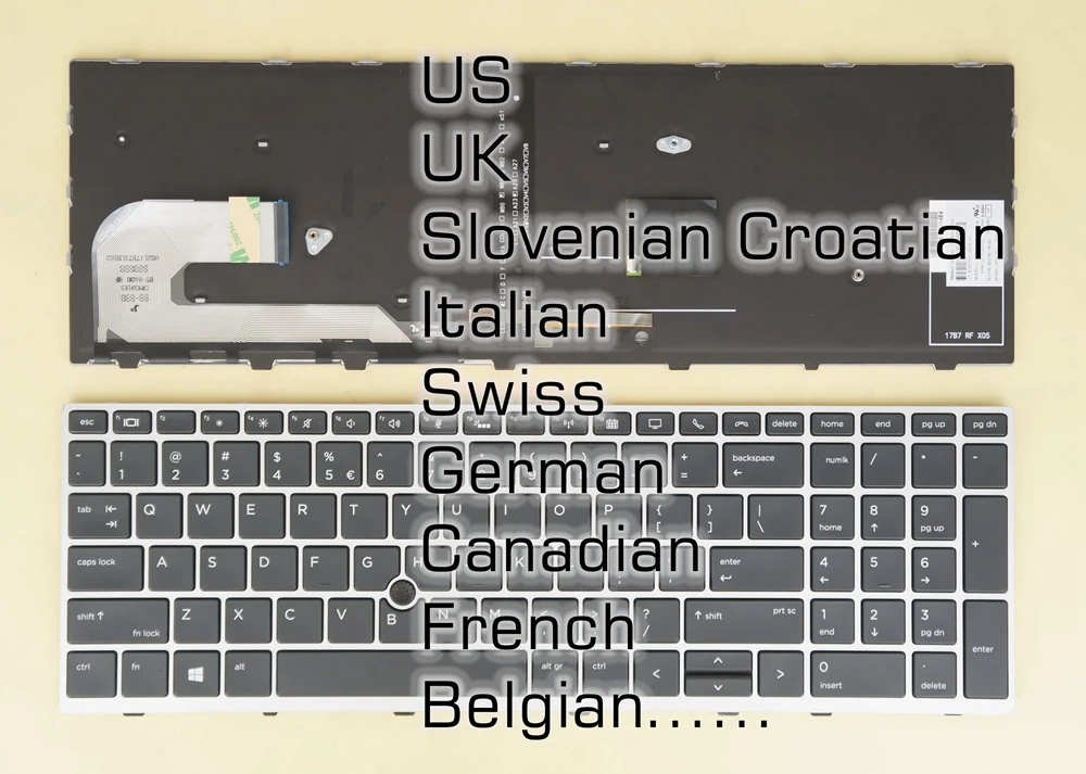 Us Uk Sv Cro It Sw De Ca Fr Be Tastiera Per Hp Hpm17B7, L11999- L12000- L14366- L17970- 001 031 041 051 061 A41 Ba1 Bg1 D61 Db1