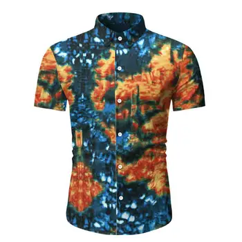

shirt beach men 2020 Summer Men black whole body floral printed Hawaiian vacation casual shirts Hip hop male Slim Short sleeve