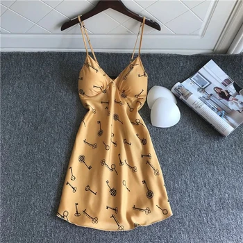 

NEW Sexy Strap nightdress Summer Fashion 2020 Womens Sleepwear Casual Faux Silk sexy Nightwear Bath Gown sexy nightgowns