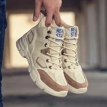 Сезон осень-зима; мужские ботильоны в стиле хип-хоп; дышащие ботинки martin; мужская кожаная обувь с высоким берцем; Уличная Повседневная обувь; Botas Homme