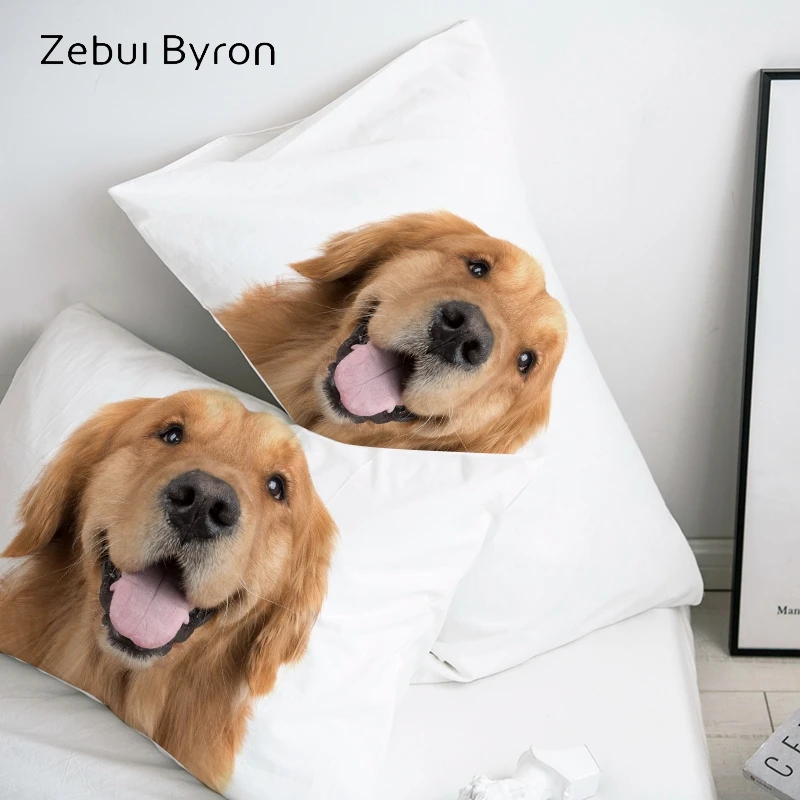 

3D Pillow Case,Pillowcase Custom/50x70/50x75/50x80/70x70 Decorative Pillow Cover,Animal Golden retriever dog Bedding,Drop Ship