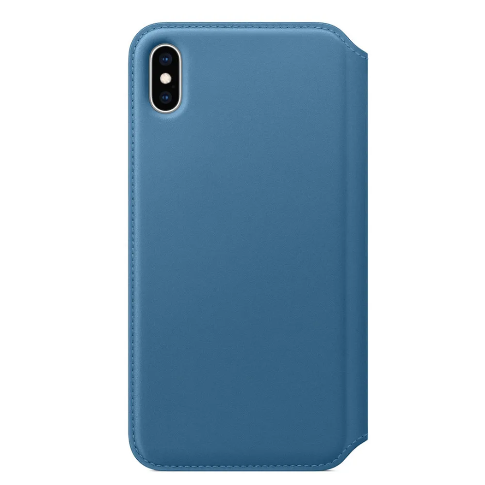 Кожаный чехол-книжка для IPhone X XS MAX Чехол-книжка из натуральной кожи для телефона для IPhone XS X милый чехол - Цвет: Синий