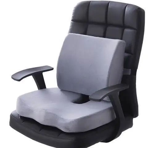 2 In 1 Bamboo Fiber Memory Foam Seat Cushion Back Cushion Slow Rebound Waist Support Set for Home Office Health Care Chair Pad 
