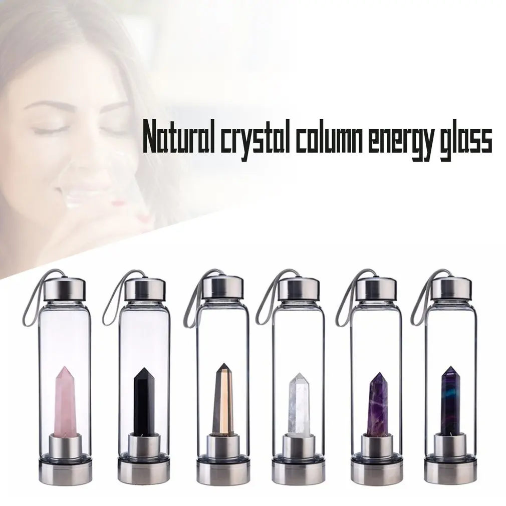 

Portable Size Funny Natural Crystal Point Healing Obelisk Wand Elixir Quartz Crystal Water Bottle Tools Best Gifts