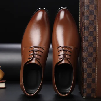 

Dress Shoes Mens Patent Leather Classic Man Pointed Toe Black Formal Party Shoes Oxford Formal Shoes Big Size lace up