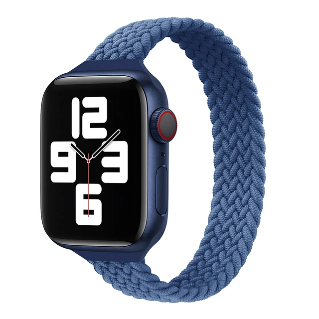 Slim Braided Solo Loop For Apple watch band 44mm 40mm 42mm 38mm 42 mm FABRIC Elastic belt bracelet iWatch serie 6 5 4 3 se strap 6 cold sea blue