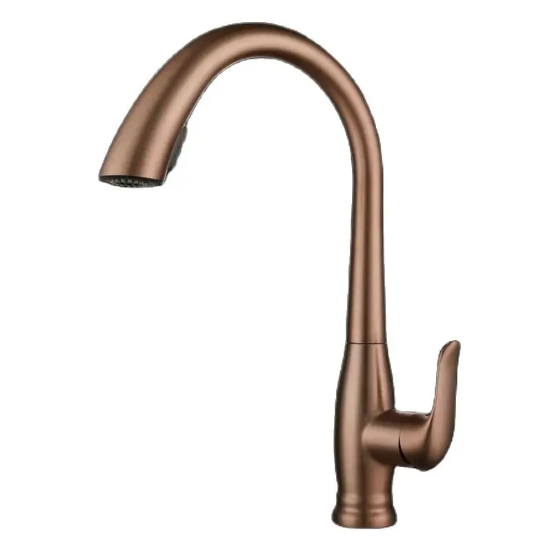 Rose Gold Kitchen Faucets Hot & Cold Sink Mixer Water Taps Pull Out Single Handle Deck Mounted Rotating 304 Stainless Steel