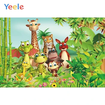 

Tropical Forest Jungle Wild Safari Animals Baby Birthday Backdrop Vinyl Photography Background For Photo Studio Photophone Props