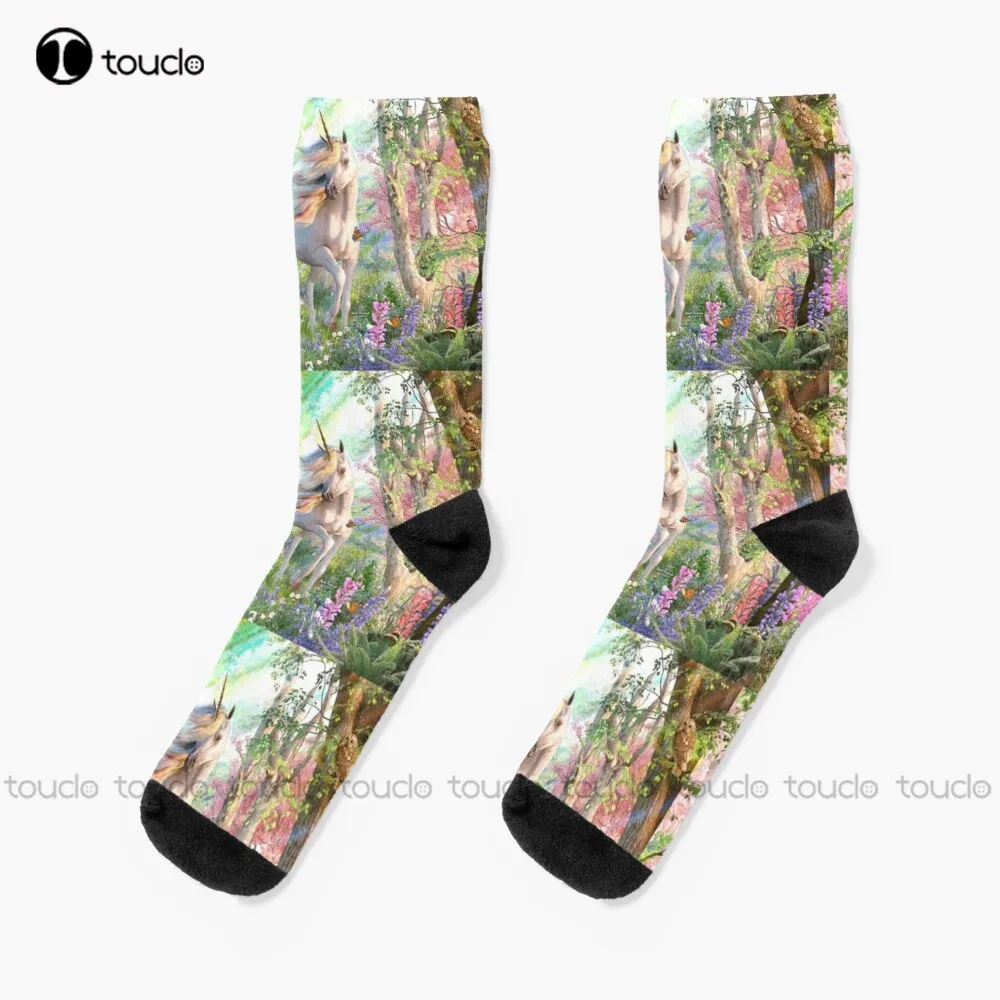 

Unicorn Enchanted Forest Socks Unisex Adult Teen Youth Socks Personalized Custom 360° Digital Print Hd High Quality Funny Sock