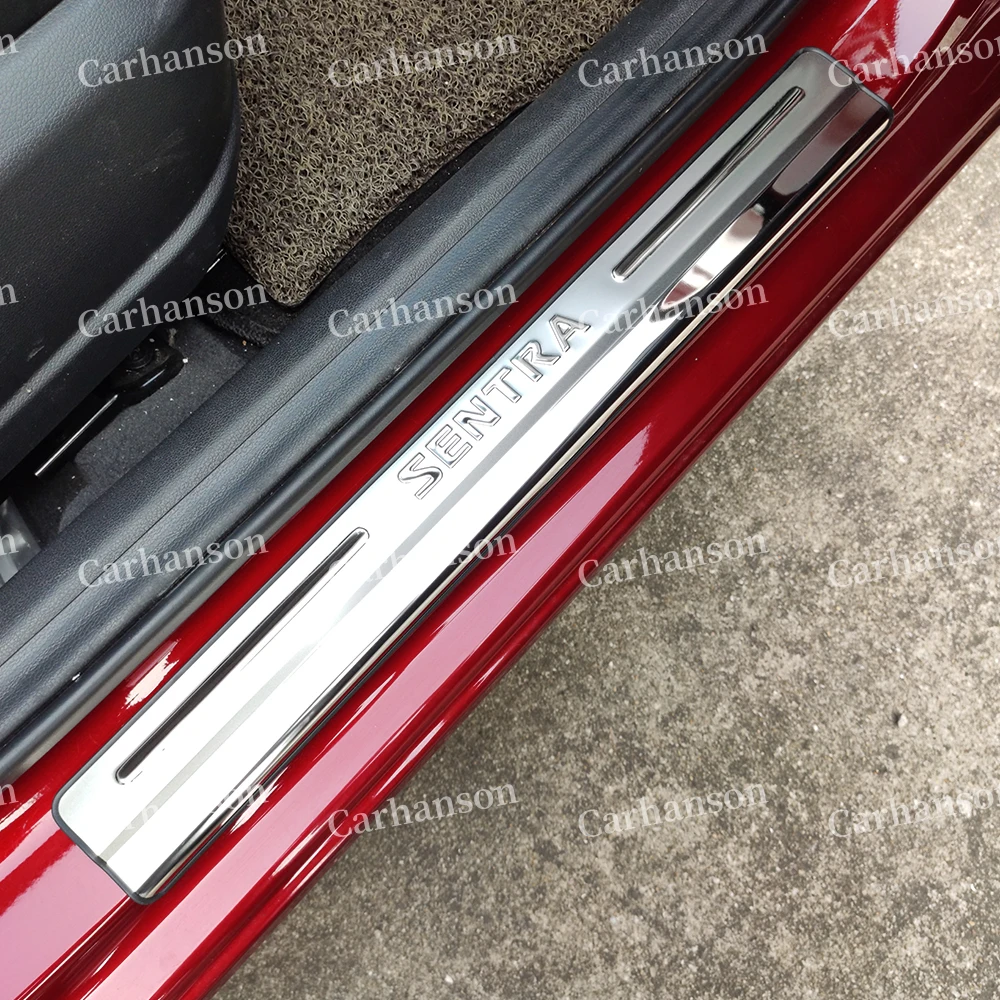 

For Nissan Sentra Door Sill Trim Pedal Scuff Plates Strip Sticker Accessories Car Styling protector 2015 2016 2017 2019 2020