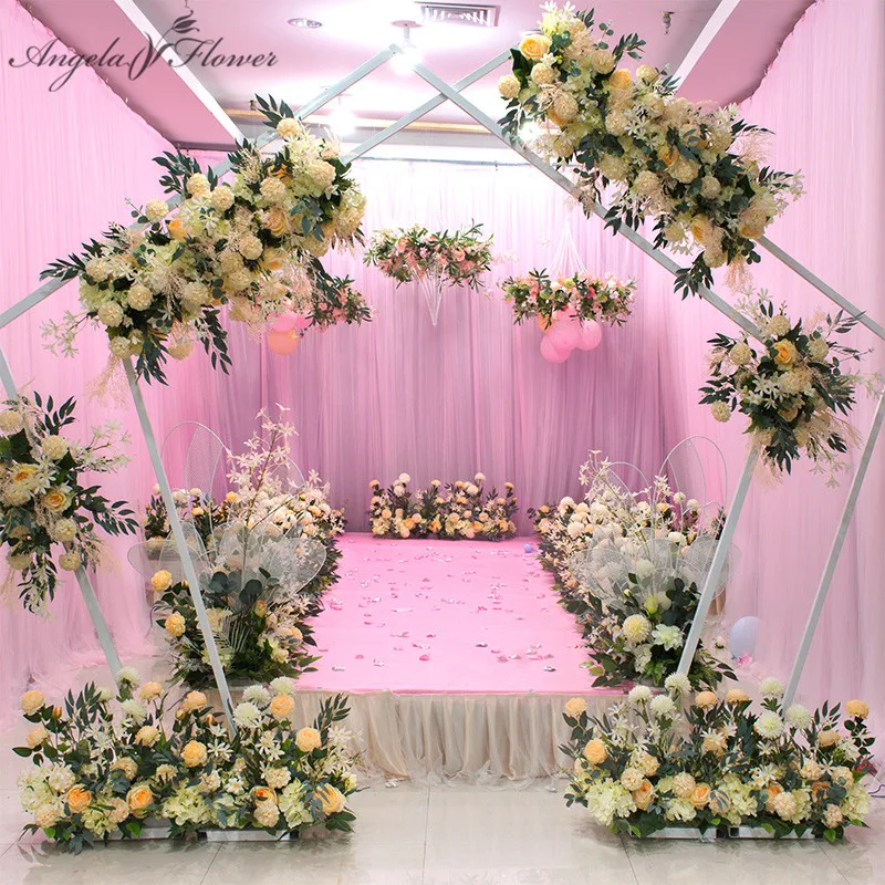 

50/100cm European artificial flower row party wedding arch backdrop decor arrangement de fleurs de mariage rose peonies pompom