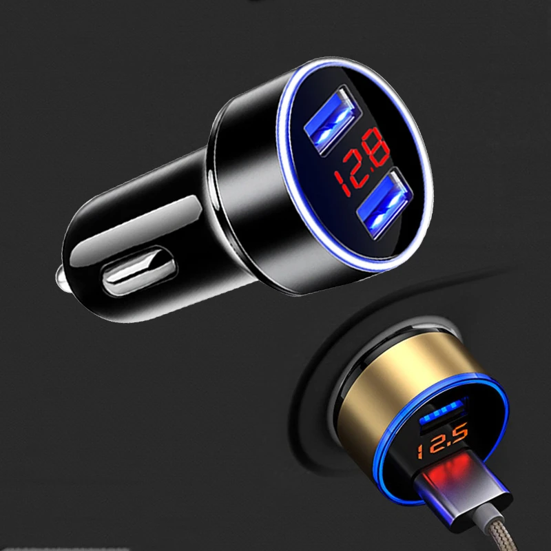 デュアルusb携帯電話充電器 シガレットライター スマートフォン充電器 デジタルディスプレイ 電圧計 急速充電 車の充電器 Aliexpress