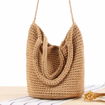 

Big Straw Beach Bags Woman's Shoulder Bag Handbag Bohemian Summer Straw Beach Bag Travel Shopping Female Tote Wicker Bags
