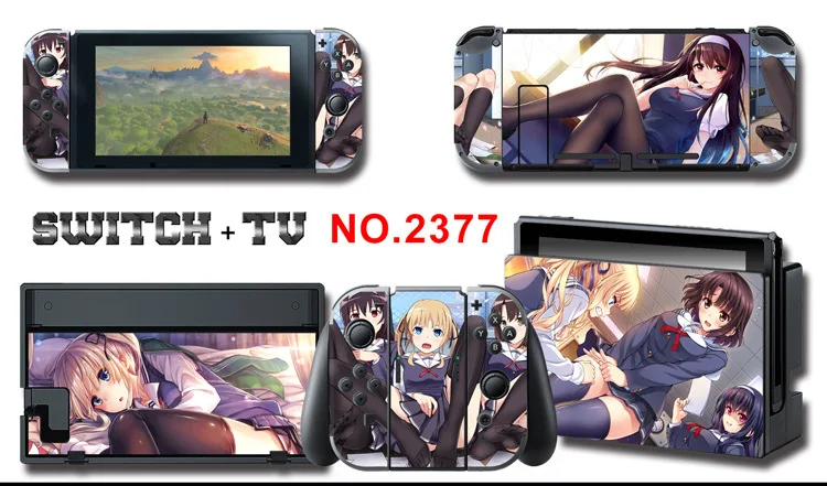 1set New Cute Anime Full Body Sticker for NS Switch Protective Cover Skin Colorful Art for Game Console Joy-Con Controller Decor