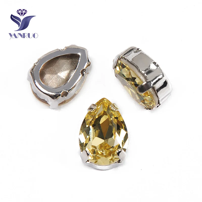With Silver Claw YANRUO 4320 Drop Jonquil пришитые стразы, стеклянная лента со стразами, обувь, блестящие камни - Цвет: With Silver Claw