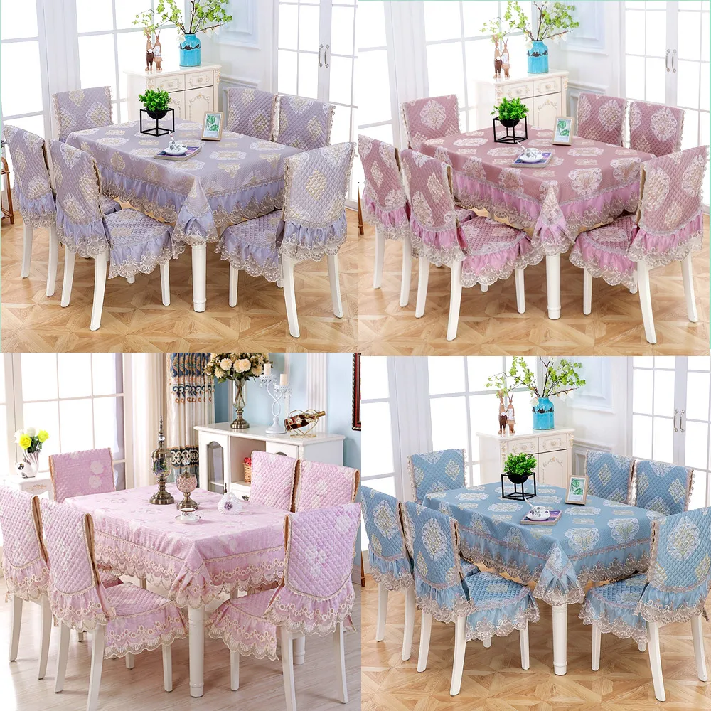 

High-end luxury European Linen Lace Table Cloth Round\Rectangle High Quality Comfortable Household Dining Table Chair Cover