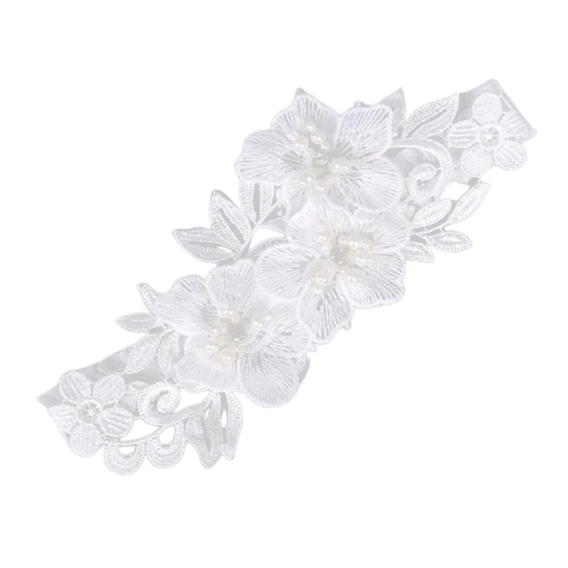 2pcs/set Wedding Garter Rhinestone Embroidery Flower Beading White Sexy Garters for Women Thigh Ring Bridal Leg Garter