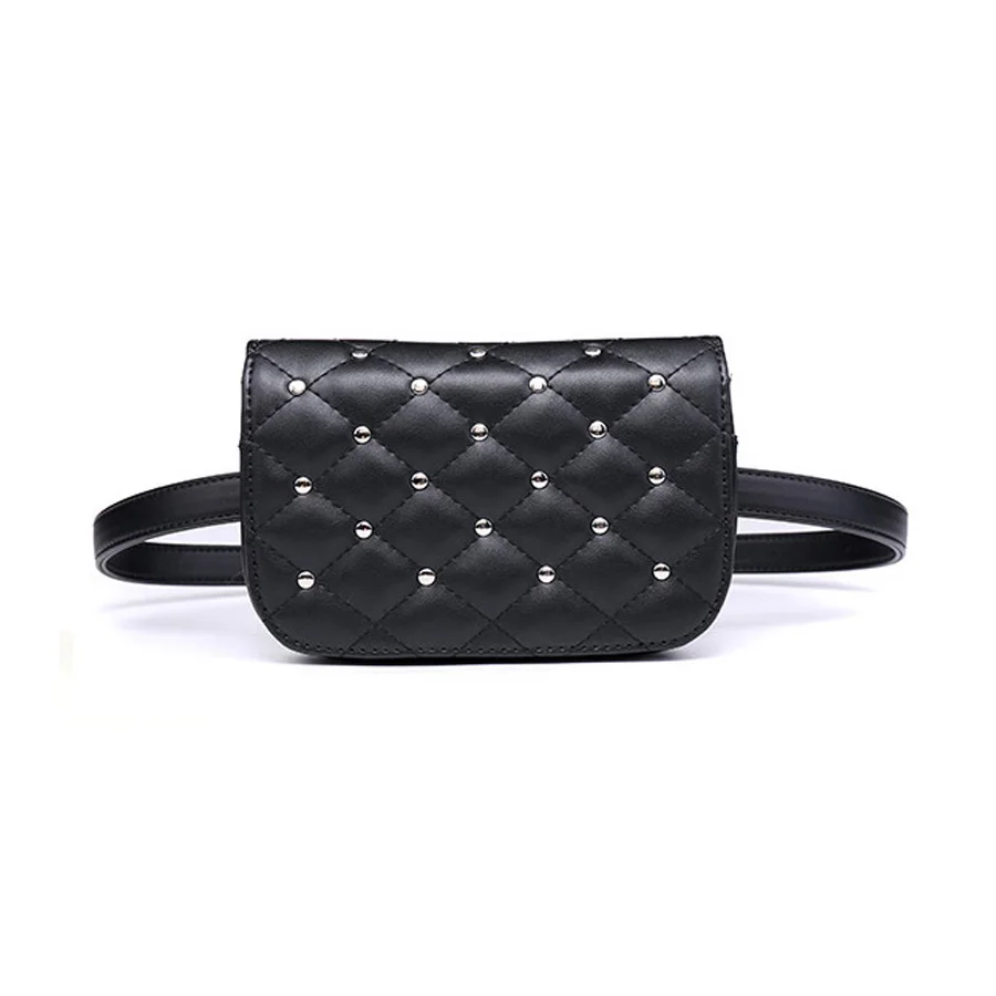 RIVET New design rivet ladies small waist pack high-quality fashion casual shopping guide salesperson pockets - Цвет: RIVET