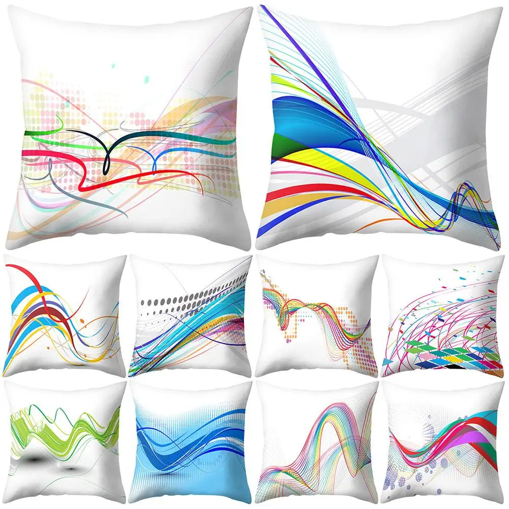 

HOT SALES Colorful Music Floating Wave Pillow Case Cushion Cover Home Office Chair Decor