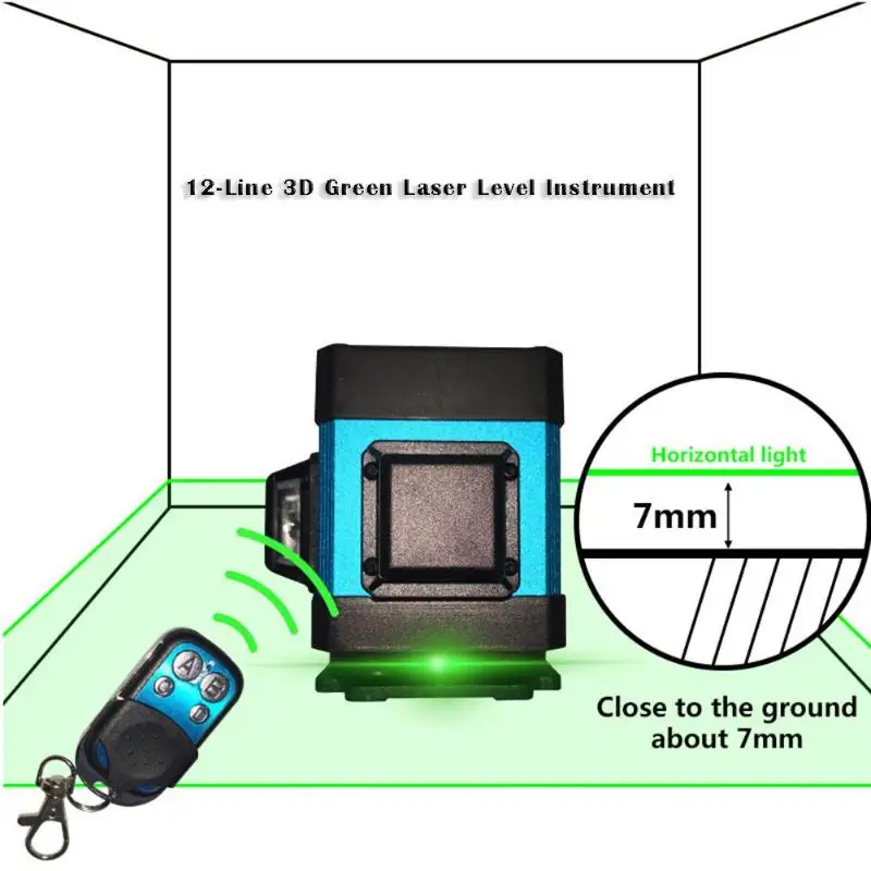 12 линий дистанционного управления Зеленая лазерная уровень 360 градусов точность вращения и высокая скорость метр самонивелирующиеся инструменты