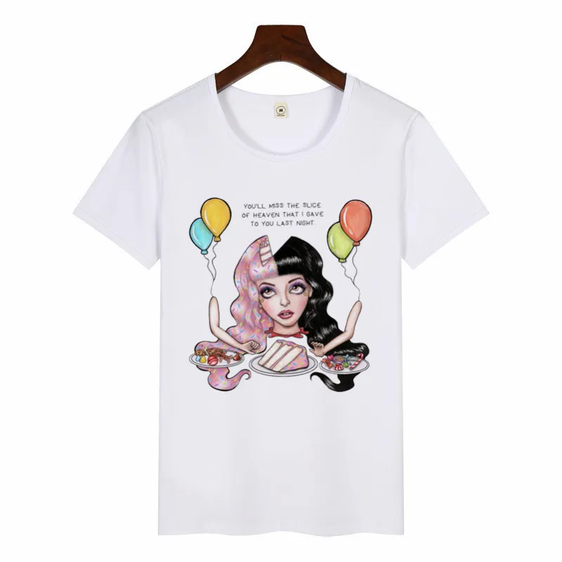 Женская смешное Искусство Печать Футболка Harajuku Красивые футболки Женская Мелани Мартинес футболка летние Графические футболки женские топы