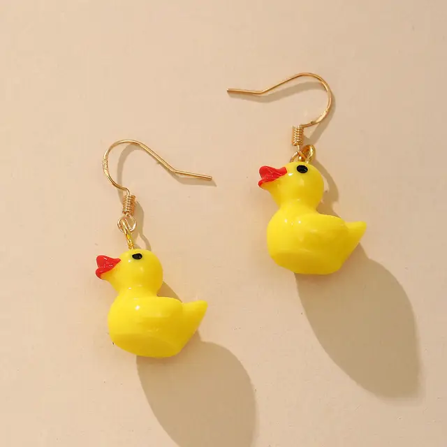 Fashion Korean Minimalist Cute Silica Gel Little Lemon Yellow Duck Earring For Temperament Girls Gift Earrings Jewelry 1