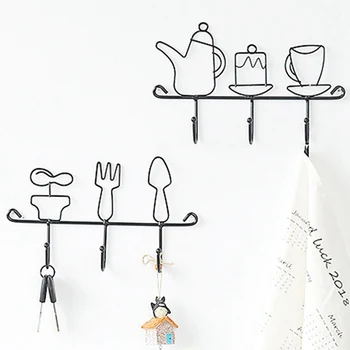 

Simple Iron Key Hook Shelf Creative Entrance Wall Coat Cap Hook Decoration Key Holder Wall